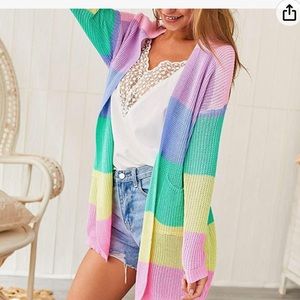 Color block striped cardigan